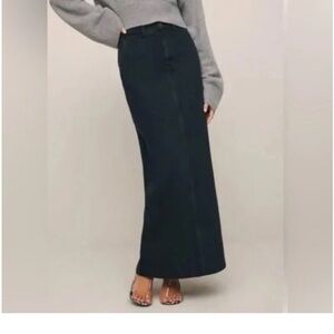 Reformation - Myles - Black Maxi Denim Skirt